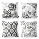 Axyaa Gray Geometric Flower Leaf Linen Pillowcase Sofa Cushion Cover 40x40-60x60