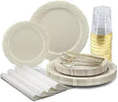 Axyaa Vintage Wedding Party Plastic Plates & Cutlery Set - 80 Guests