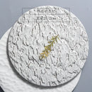 Axyaa Rock Pattern Ceramic Dinner Plate White Round Flat Exquisite Tableware