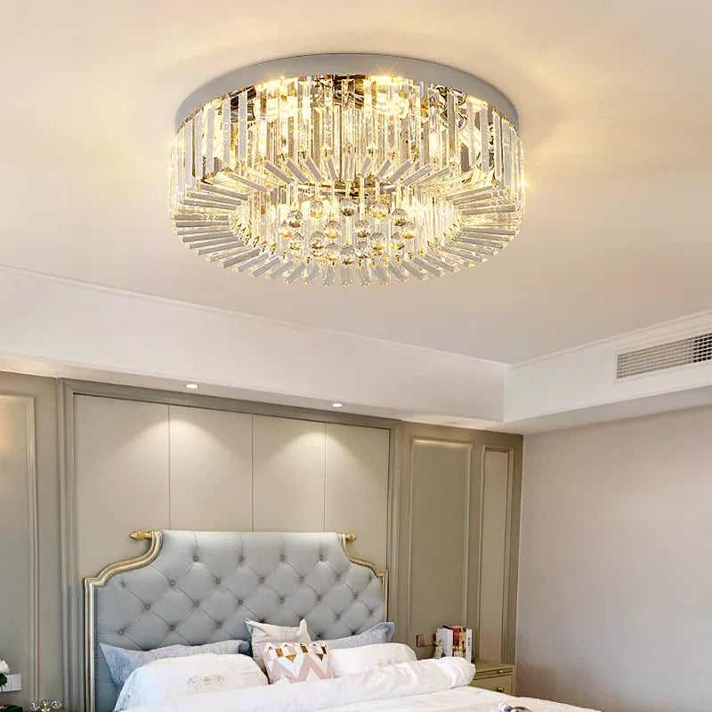 Luxury Axyaa Crystal LED Ceiling Light for Bedroom and Living Room