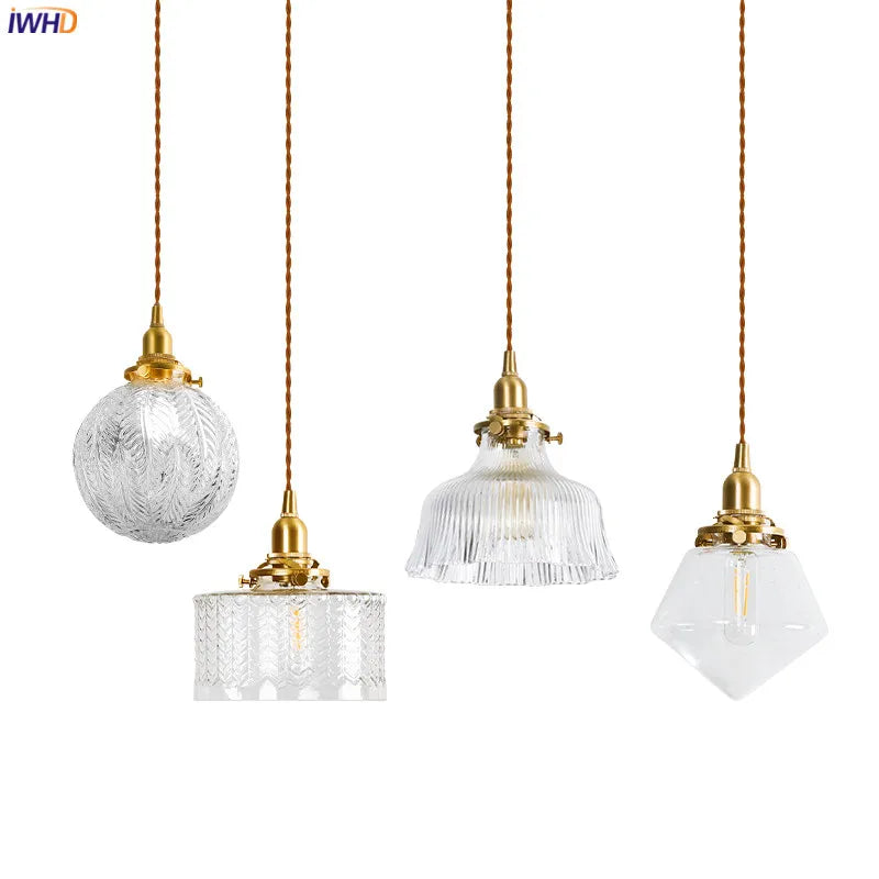 Axyaa Clear Glass LED Pendant Light: Nordic Style Copper Hanging Lamp