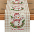 Snowman Holly Berries Table Runner by Axyaa: Festive Kitchen & Dining Decoration