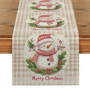 Snowman Holly Berries Table Runner by Axyaa: Festive Kitchen & Dining Decoration