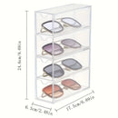 Axyaa Sunglass Display Case with Drawer: Clear Stackable Eyeglass Organizer Box
