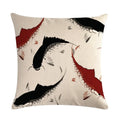 Axyaa Lotus Carp Print Cushion Cover for Home Decor on Mahogany Chair