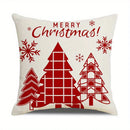 Axyaa Christmas Red & White Pattern Cushion Cover for Sofa, Bedroom, Car