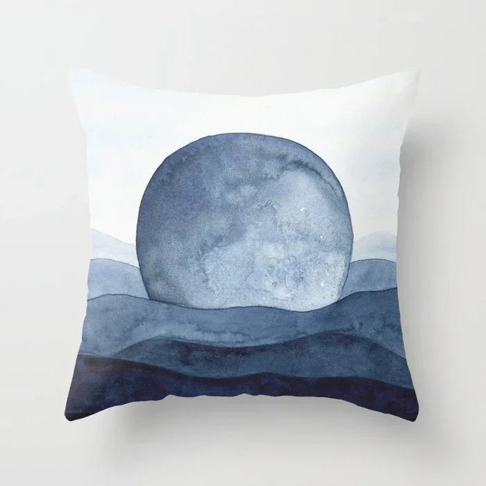 Blue Marble Geometric Cushion Cover 45x45cm for Home & Office Decor by Axyaa