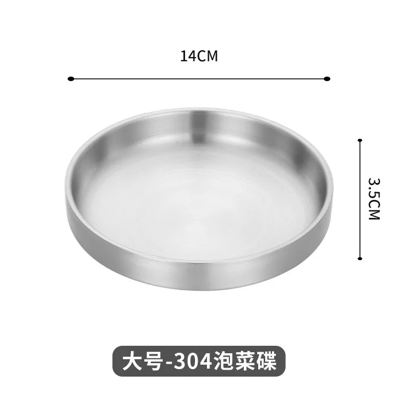 Axyaa Stainless Steel Double Layer Sauce Dip Bowls Snack Plate for BBQ Seasoning