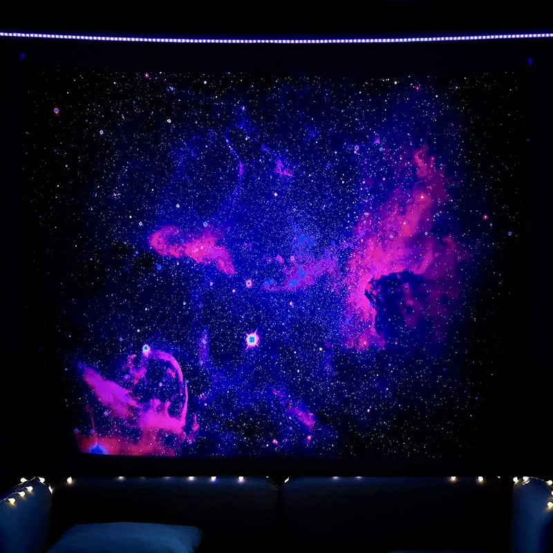 Axyaa Black Light Astronaut Tapestry - UV Reactive Starry Sky Wall Hanging