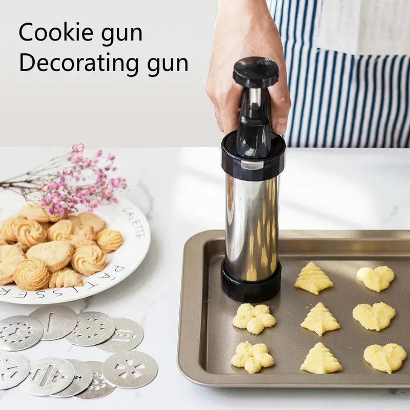 Axya Cookie Gun Set - Pastry Press Kit with Piping Nozzles