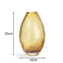 Axyaa Hexagonal Texture Glass Vase - Round Floral Vase for Desk Decoration and Flower Arrangement