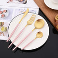 Axyaa 24-Piece Stainless Steel Cutlery Set - Matte Silver Western Flatware Tableware