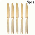 Axyaa Stainless Steel Cutlery Set, 5pcs Steak Fork Knife Spoon for Banquets