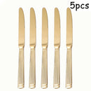 Axyaa Stainless Steel Cutlery Set, 5pcs Steak Fork Knife Spoon for Banquets