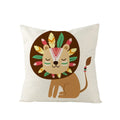 Axyaa Lovely Animals Linen Cushion Cover - Cute Bear Fox Deer Print
