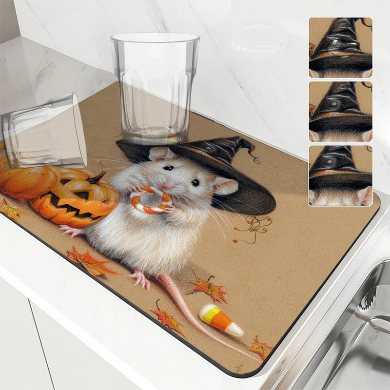 Axyaa Halloween Mouse Kitchen Drying Mat