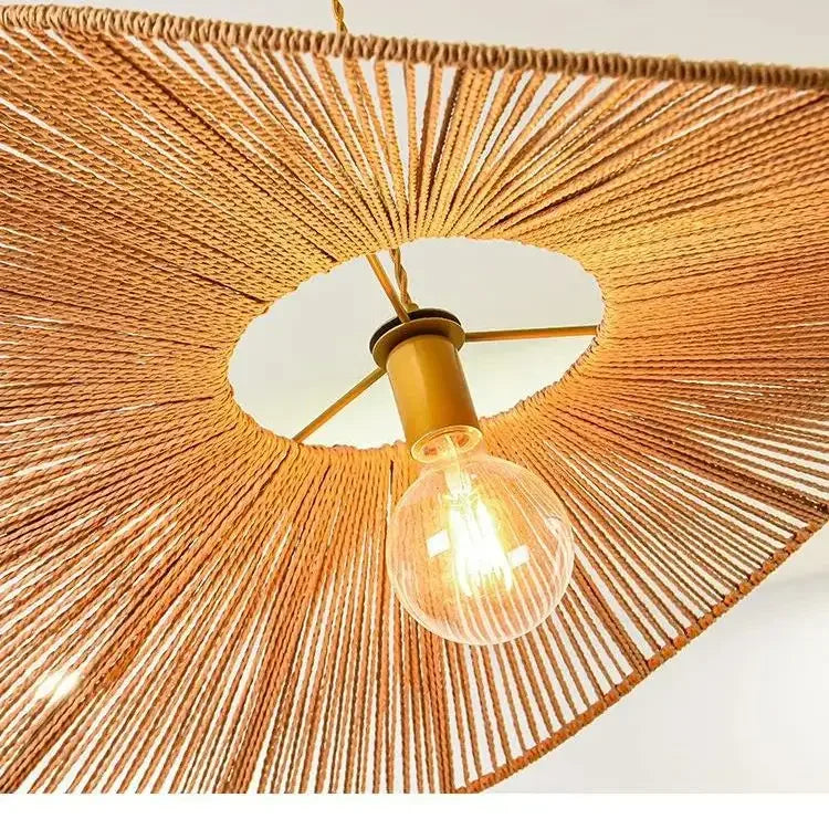 Axyaa Rope Weave Straw Hat Chandelier for Home Ceiling Lighting