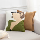 Axyaa Green Black Line Embroidery Pillow Cover for Modern Home Decor