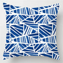 Axyaa Blue Geometric Marble Stripe Line Pillowcases - Set of 2