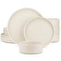 Axyaa VANCASSO VENUS Stoneware Tableware Set for 4/8/12, Cream White, Dinner/Dessert Plate/Bowl
