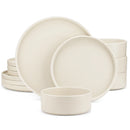 Axyaa VANCASSO VENUS Stoneware Tableware Set for 4/8/12, Cream White, Dinner/Dessert Plate/Bowl