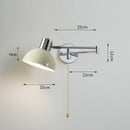 Axyaa Swing Wall Lamp Chrome Iron Fabric Shade E27 Bedroom Sconce Light