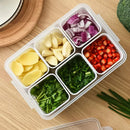 Axyaa Refrigerator Storage Box with 4/6 Grids - Kitchen Fresh-keeping and Drain Basket Organizer