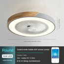 Axyaa Bladeless Remote Control Wood LED Ceiling Fan-Light, Modern Low Profile Square/Round Design