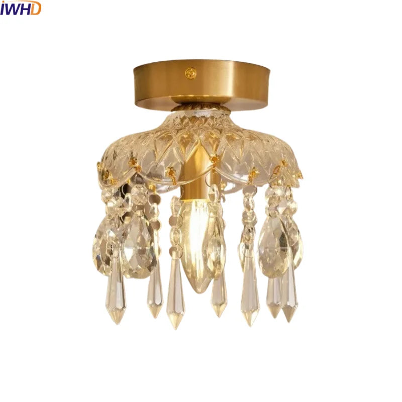 Axyaa Nordic Luxury LED Ceiling Light Copper Glass Luminaire