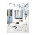 Blue Flower Santorini Sea Wall Art Canvas Painting Greece Island Poster - Axyaa Nordic Home Decor
