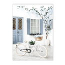 Blue Flower Santorini Sea Wall Art Canvas Painting Greece Island Poster - Axyaa Nordic Home Decor