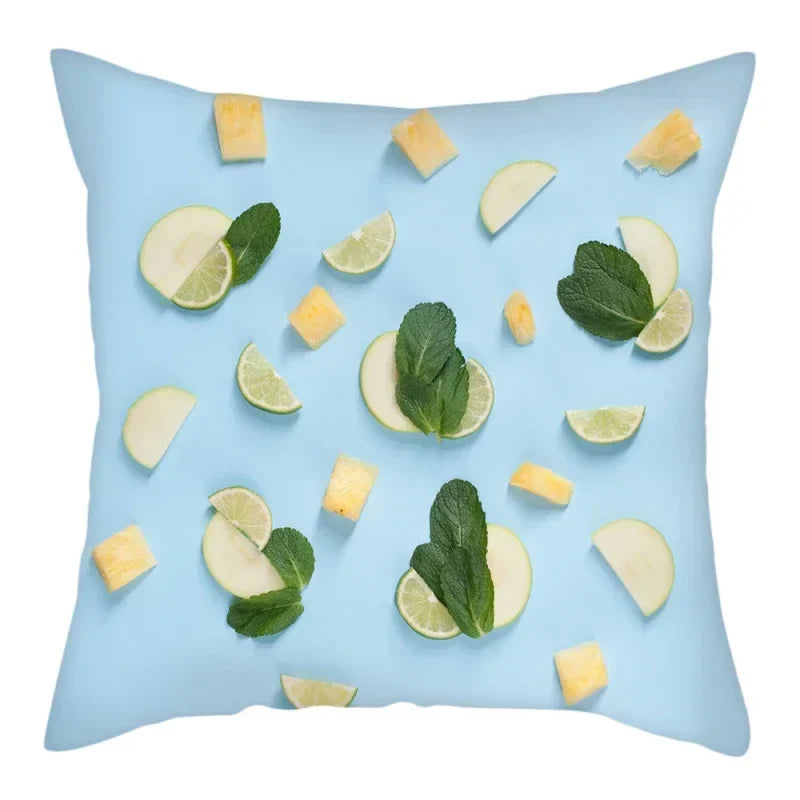 Axyaa Citrus Fruit Print Pillow Cover 45x45cm - Home Sofa Decor