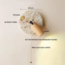 Axyaa White Glass LED Wall Light Fixture Terrazzo Stone Pull Chain Switch Home Decor