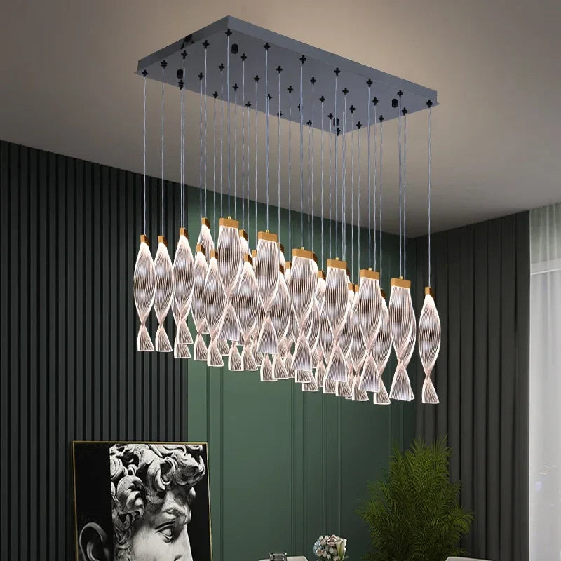 Axyaa Luxury LED Chandelier: Modern Design for Staircase, Hallway & Villa