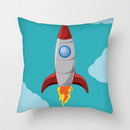 Axyaa Cartoon Astronaut Rocket Spaceship Sofa Pillowcase Space Theme Cushion Cover