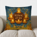 Axyaa Diwali Blessings Elephants Lanterns Pillow Cover