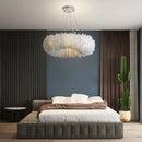 Axyaa White Feather Chandelier Pendant Light LED E27 Children's Bedroom Decor