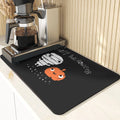 Axyaa Silicone Pumpkin Drying Mat: Halloween Kitchen Decor Absorbent Placemat & Cup Holder