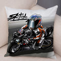 Axyaa Cartoon Motorcycle Polyester Cushion Cover for Home, Car, Sofa - Extreme Sports Theme