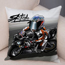 Axyaa Cartoon Motorcycle Polyester Cushion Cover for Home, Car, Sofa - Extreme Sports Theme