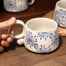 Axyaa 12oz Blue and White Ceramic Coffee Mug - Handmade Stoneware Cup