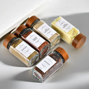 Axyaa Glass Spice Jars Set with Bamboo Lids and Labels