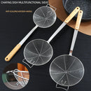 Axyaa Stainless Steel Slotted Colander Spoon with Wood Handle - Kitchen Strainer Filter Scoop