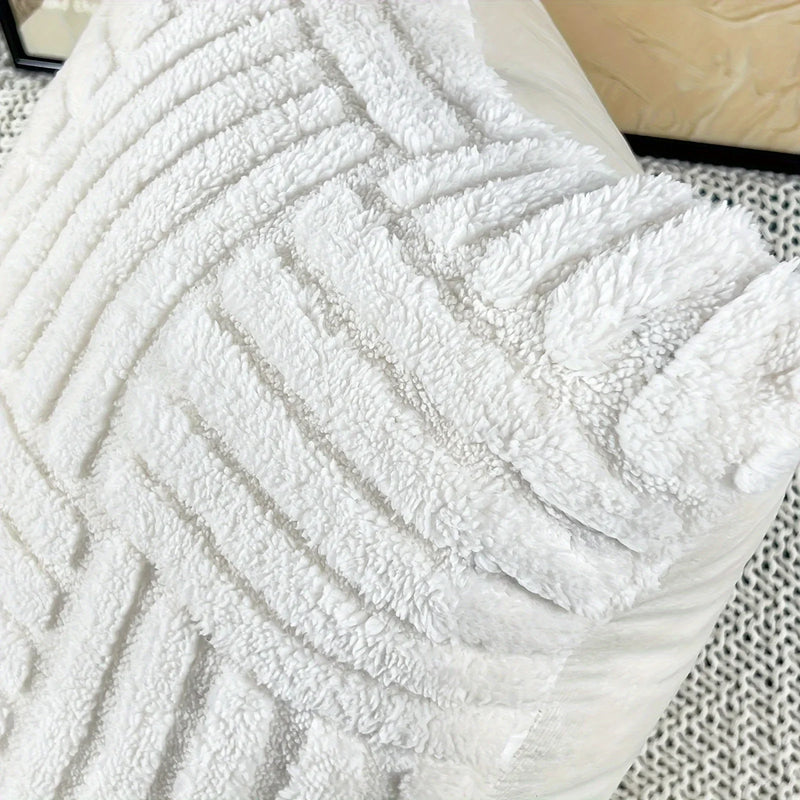 Axyaa Plush Cream White Throw Pillow Covers, Modern Farmhouse Couch Sofa Decor