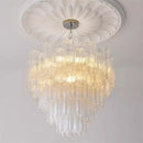 Axyaa Pink Clear Glass Tube Chandelier for Home Decor - Ceiling Hanging Lamps