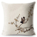 Axyaa Vintage Floral Bird Linen Cushion Cover - 45*45cm