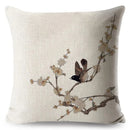 Axyaa Vintage Floral Bird Linen Cushion Cover - 45*45cm