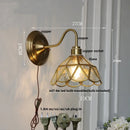 Axyaa Green Glass LED Wall Sconce with Copper Knob Switch