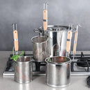 Axyaa Stainless Steel Hot Pot Colander with Wooden Handle - Kitchen Skimmer Basket