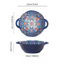 Axyaa Ceramic Soup Bowl with Handle Microwave Safe Embossed Design